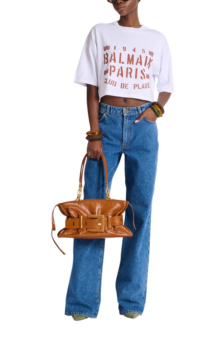 Balmain T-shirt with Balmain Plage print, Alternate, color, White