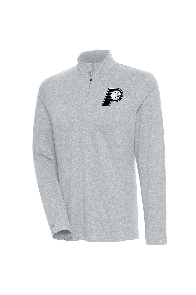 Women's Antigua  Heather Gray Indiana Pacers Brushed Metallic Comfort Quarter-Zip Pullover Top, Main, color, Heather Gray