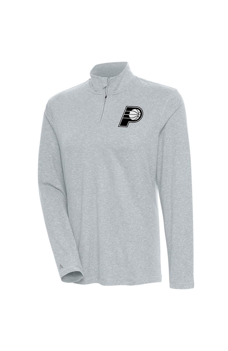 ANTIGUA Women's Antigua  Heather Gray Indiana Pacers Brushed Metallic Comfort Quarter-Zip Pullover Top, Main, color, 