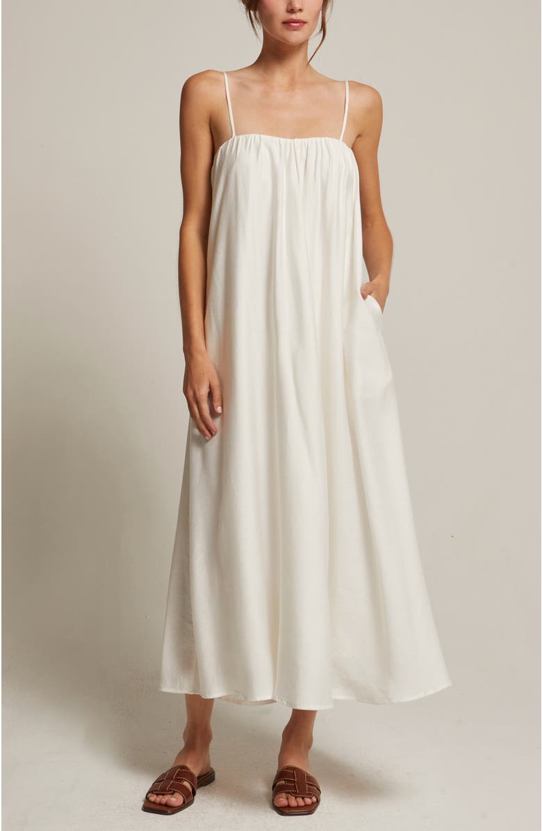 CRESCENT Bubble Tencel Midi Dress, Main, color, White