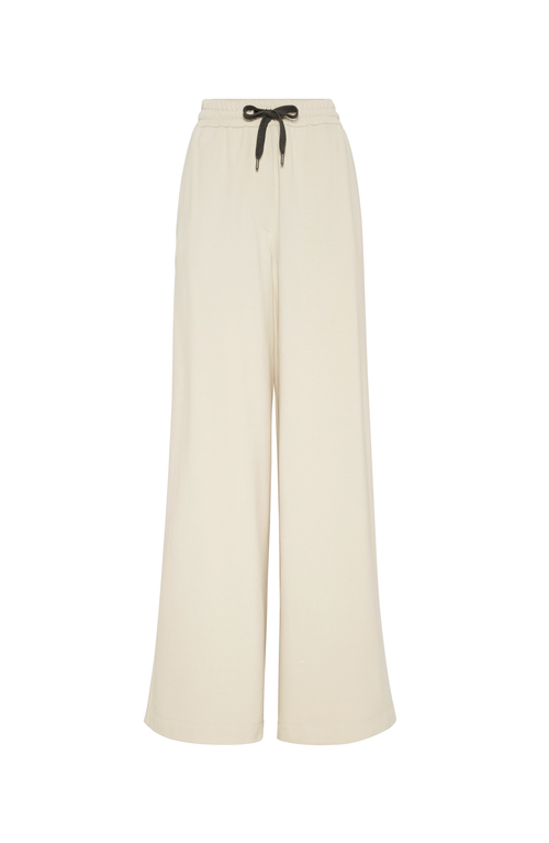 Brunello Cucinelli Drawstring Wide-leg Trousers In Cool Beige
