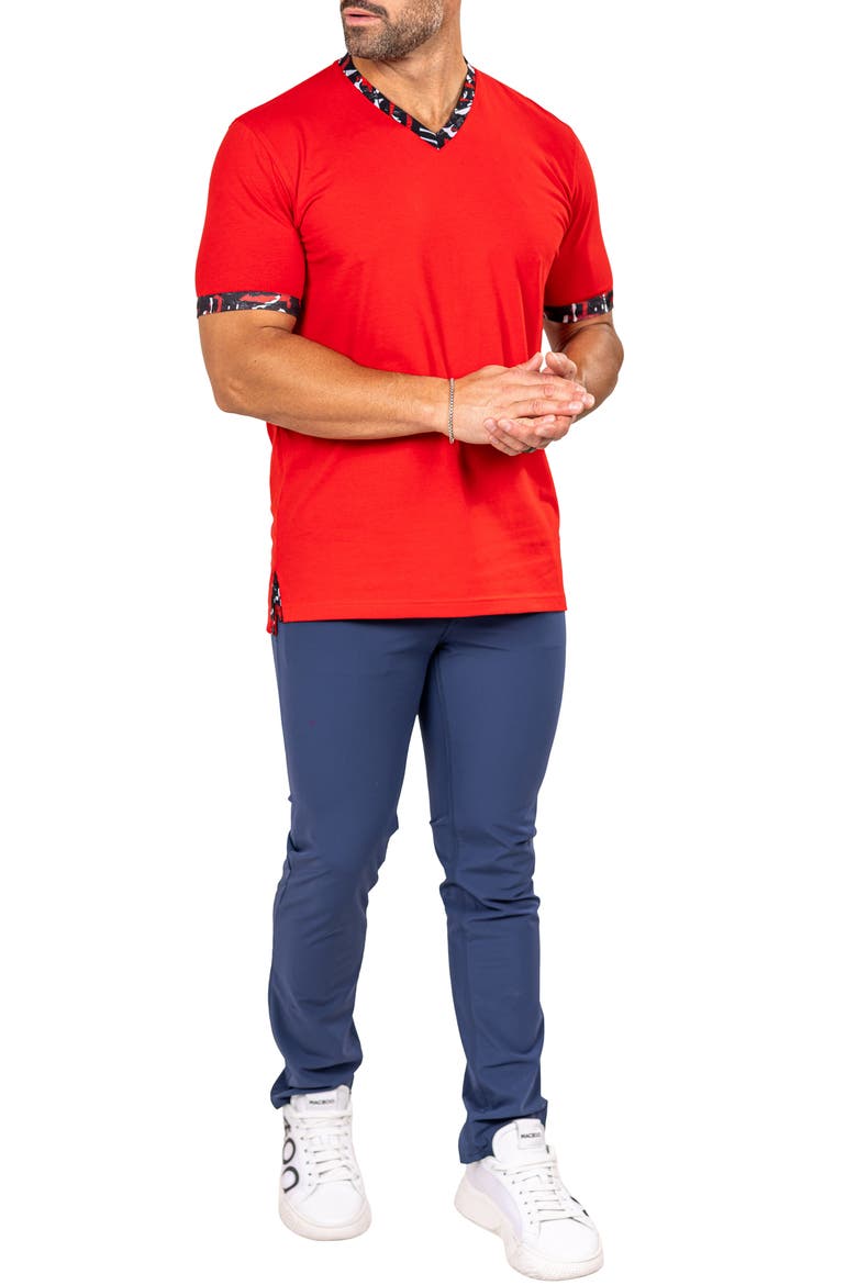 Edison Marthyr0007 Red Cotton V-Neck T-Shirt, Alternate, color, RED