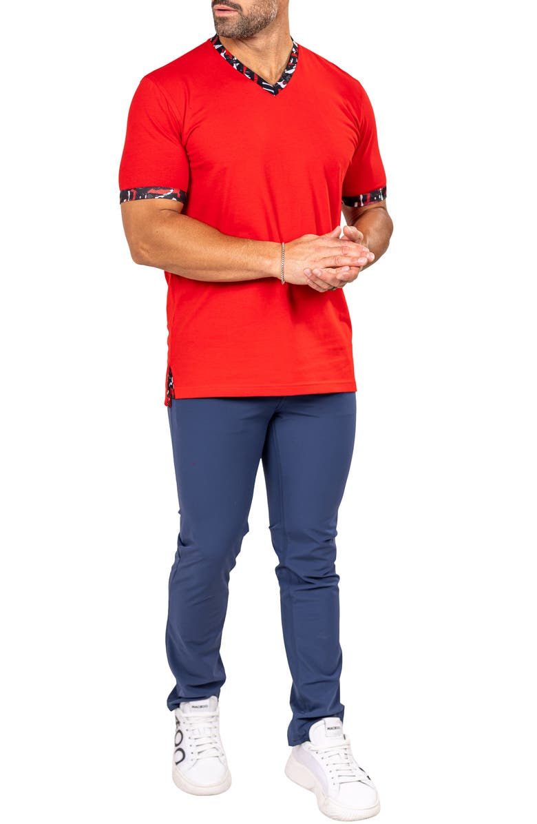 Maceoo Edison Marthyr0007 Red Cotton V-Neck T-Shirt, Alternate, color, 