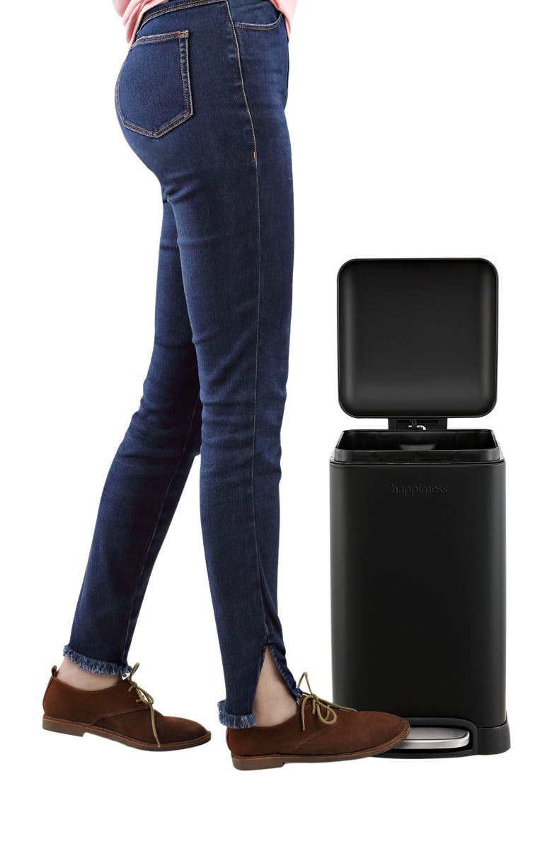 HAPPIMESS Betty Retro Mini 3.2-Gallon Step-Open Trash Can, Alternate, color, Midnight Black