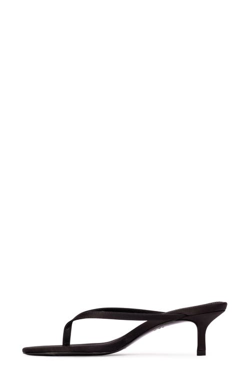 Black Suede Studio Tash Fabric Thong Slide Sandals In Black Satin