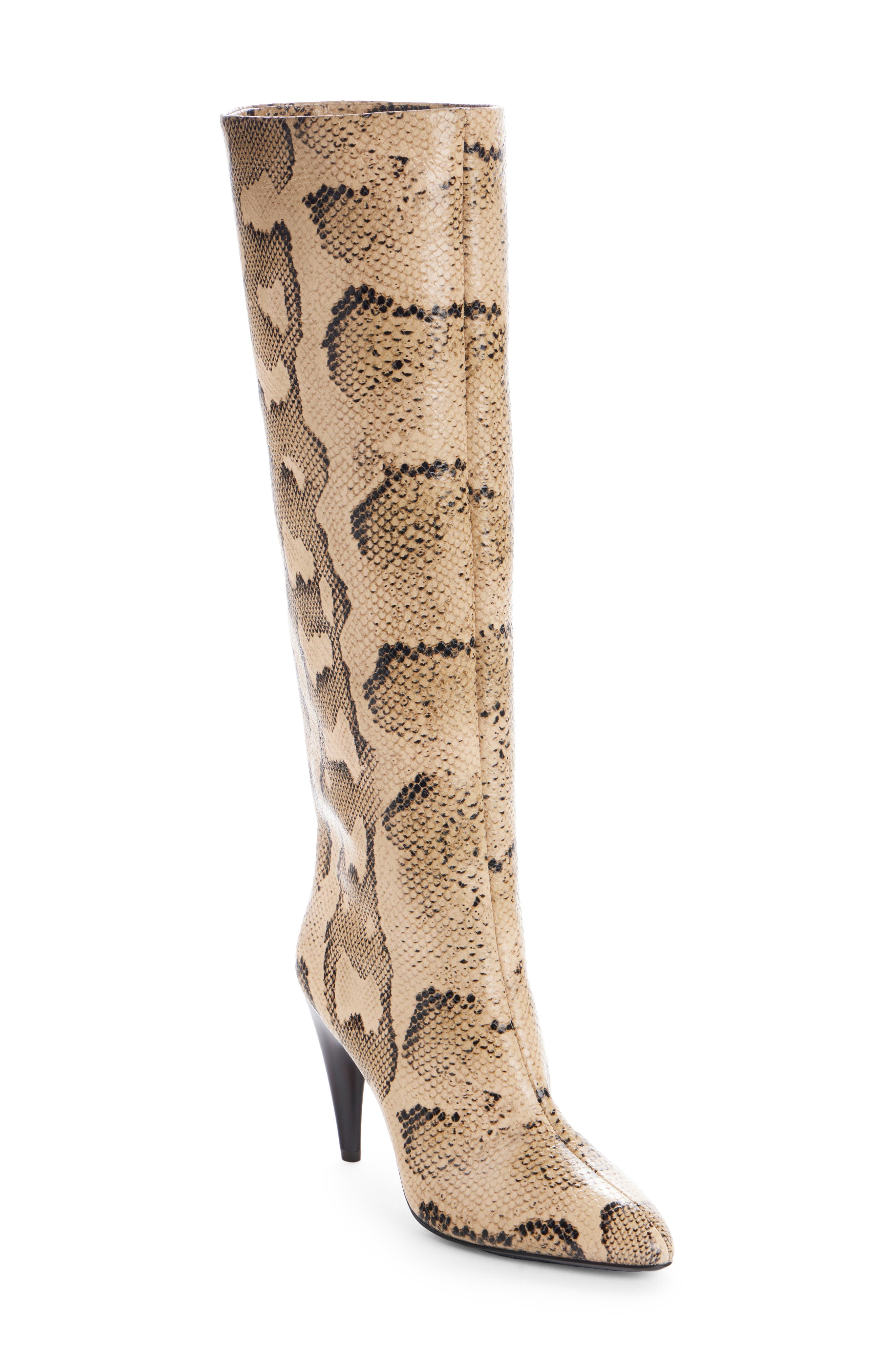Jany Snake Embossed Knee High Boot, Main, color, SAHARA