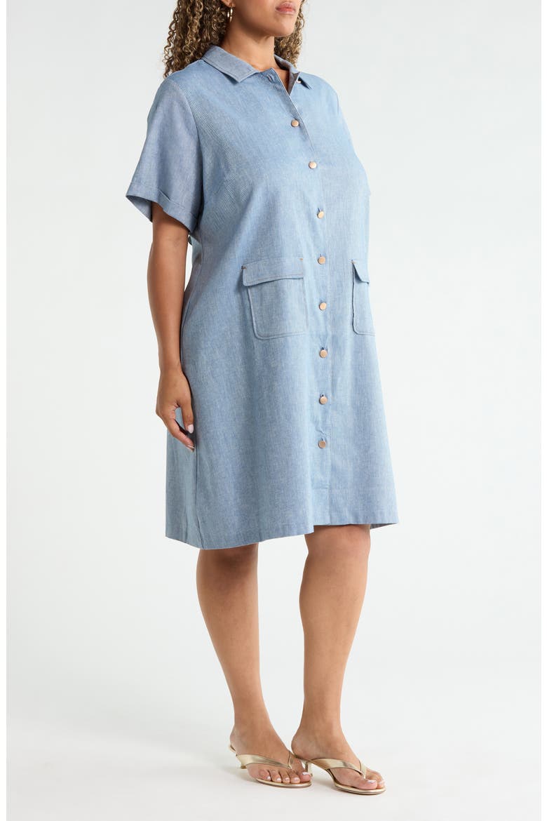 Button-Up Pocket Shirtdress, Alternate, color, MEDIUM CHAMBRAY