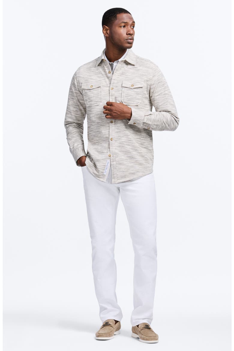 Storrs Space Dye Knit Cotton Blend Button-Up Shirt, Alternate, color, LIGHT GREY