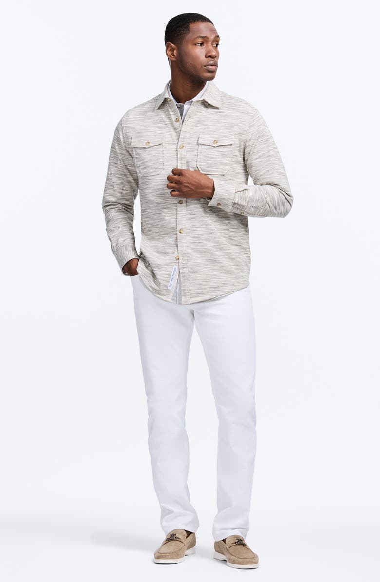 Robert Graham Storrs Space Dye Knit Cotton Blend Button-Up Shirt, Alternate, color, Light Grey