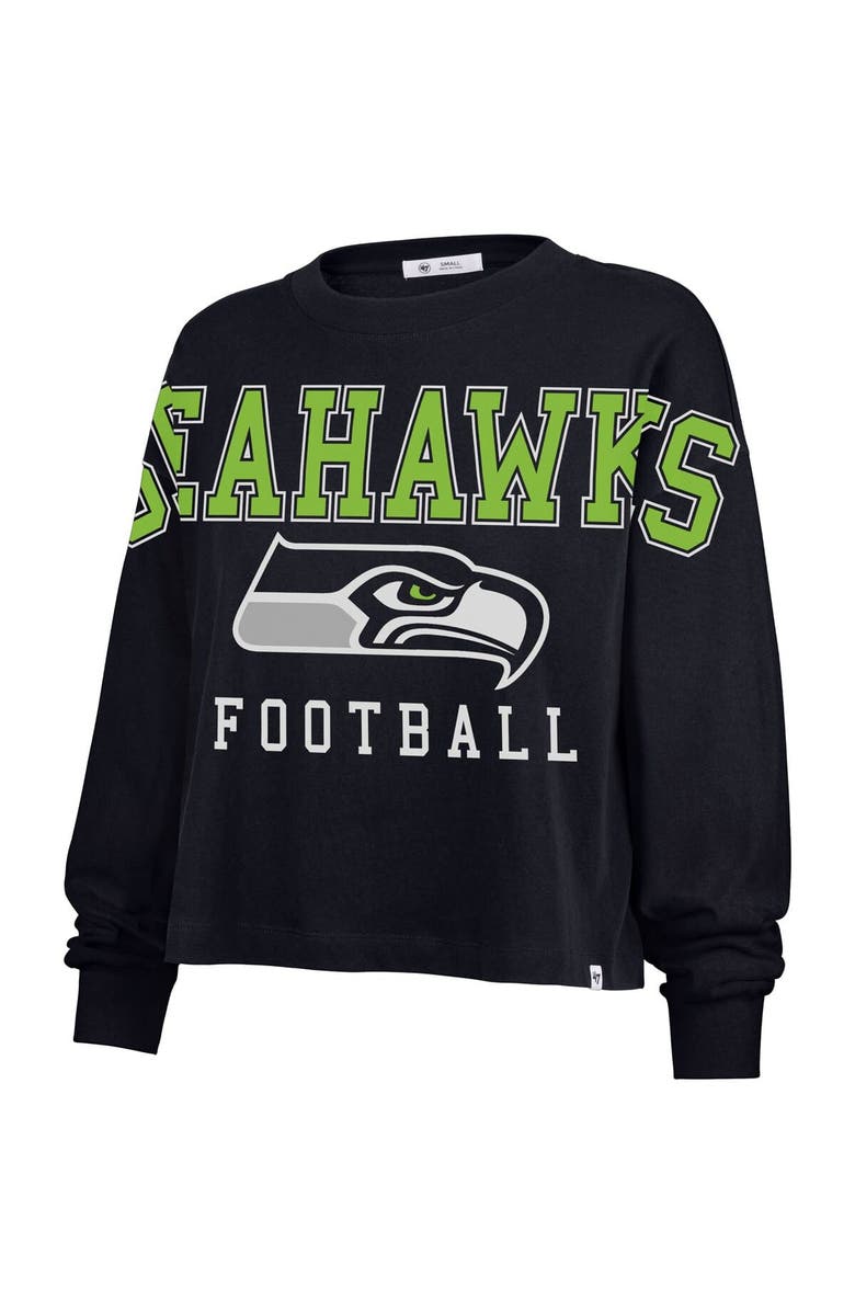 '47 Women's '47 Navy Seattle Seahawks Outreach City Oversized Long Sleeve T-Shirt, Alternate, color, Navy