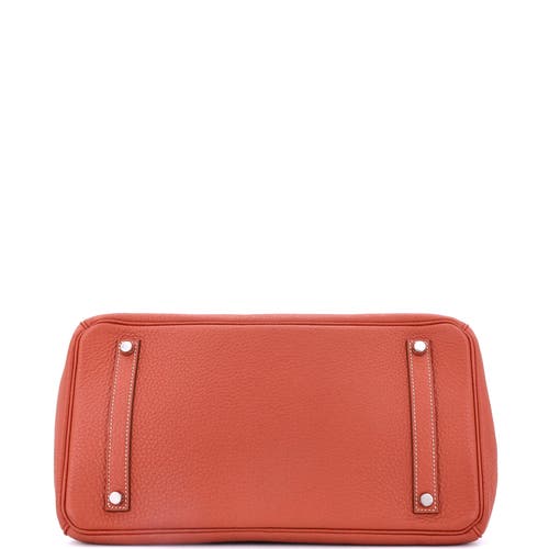 Pre-owned Hermes  Hermes Birkin Handbag Orange Clemence With Palladium Hardware 35 In Red