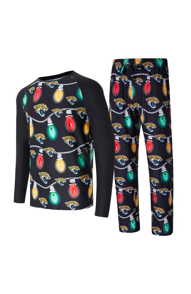 CONCEPTS SPORT Men's Concepts Sport  Black Jacksonville Jaguars Garland Knit Raglan Long Sleeve T-Shirt and Pants Set, Main, color, Black