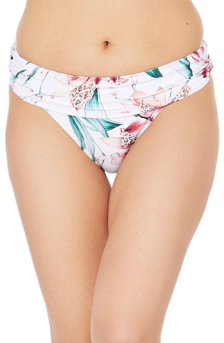 La Blanca Flyaway Shirred Band Hipster Bikini Bottoms, Main, color, 