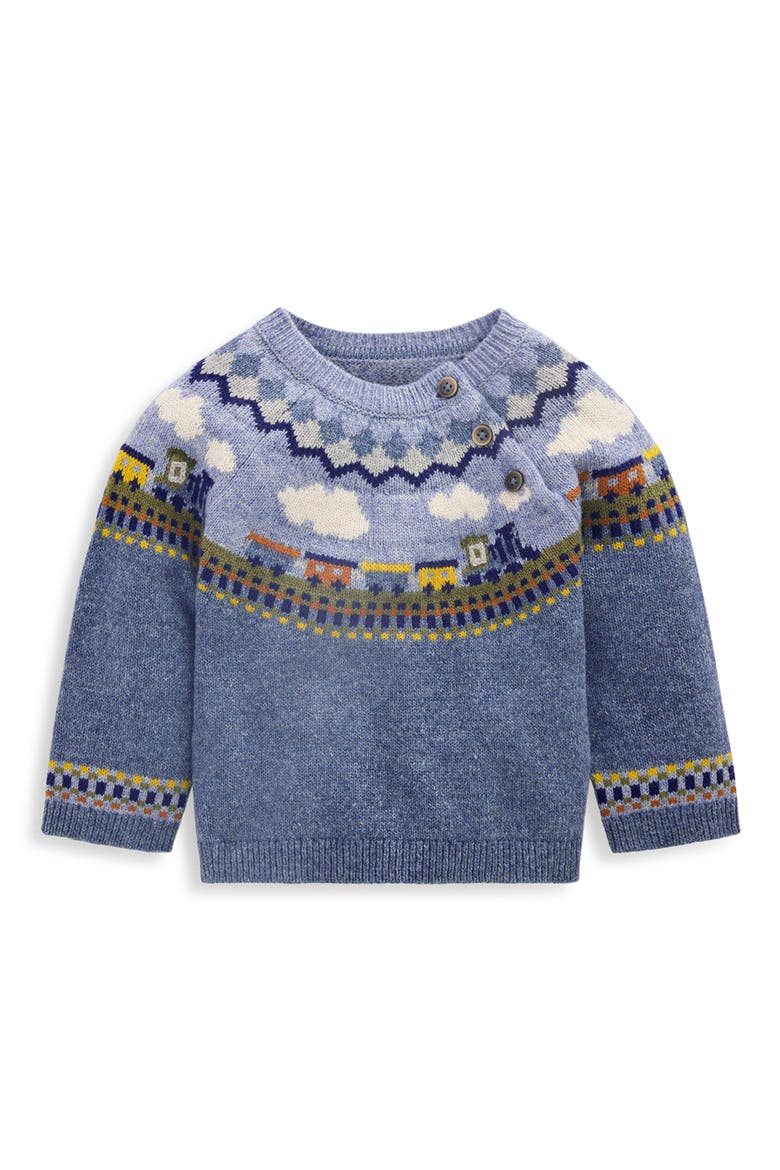 Kids' Fair Isle Train Sweater, Alternate, color, GLACIER BLUE