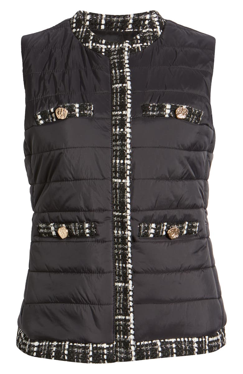 Anne Klein Tweed Trim Quilted Vest, Alternate, color, 