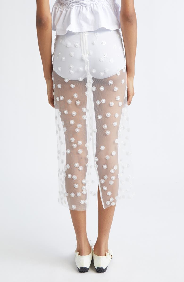 Cecilie Bahnsen Gus Sequin Blossom Sheer Tulle Skirt, Alternate, color, White