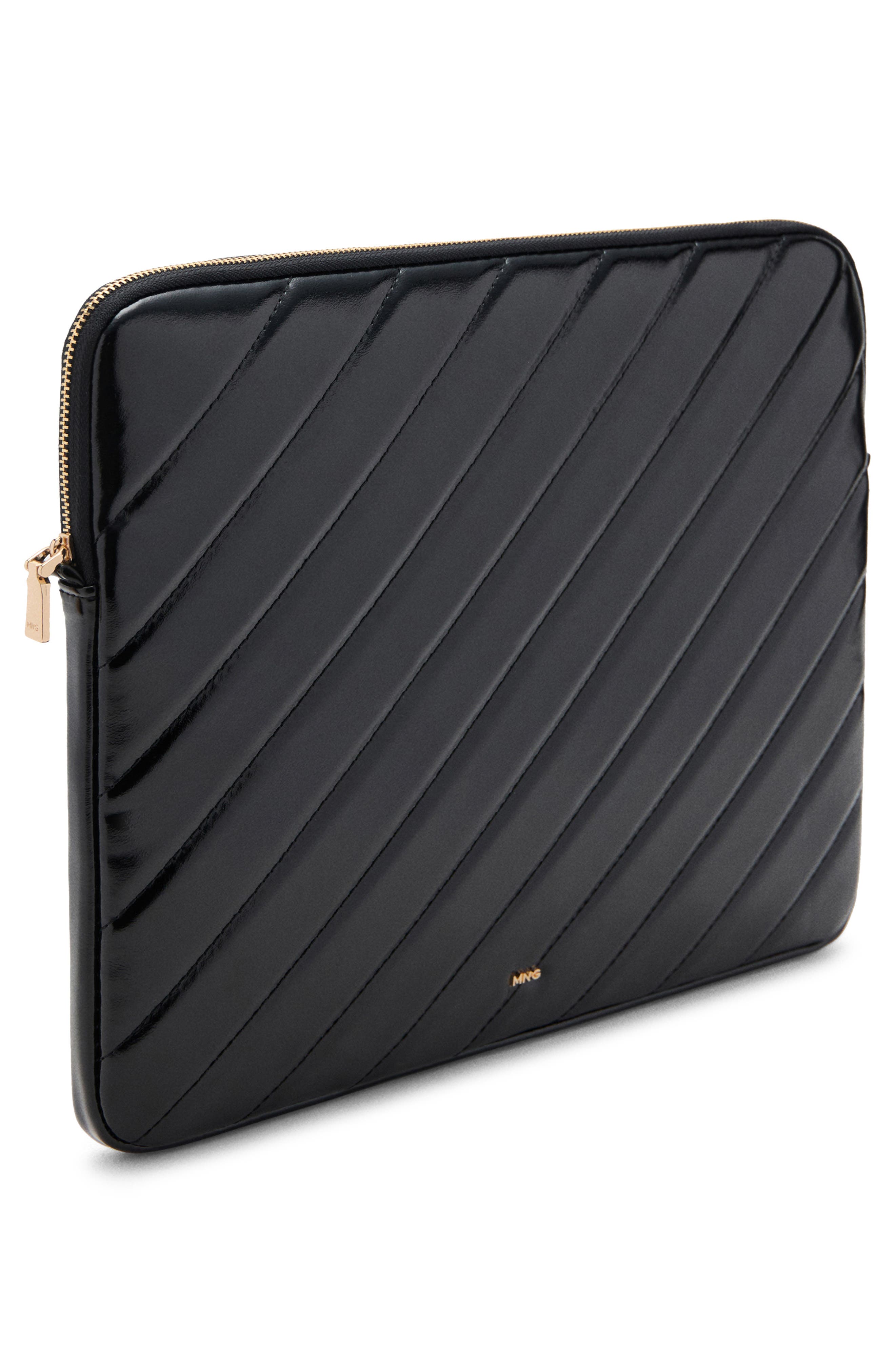 MANGO Quilted Faux Leather Laptop Case, Alternate, color, 