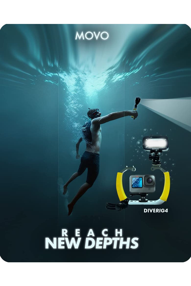 DiveRig4 Diving Rig Bundle with Waterproof LED Light - Compatible with GoPro HERO Series and DJI Osmo Action Cam, Alternate, color, Black