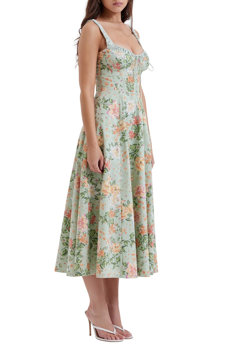 HOUSE OF CB Sabrina Corset Fit & Flare Dress, Alternate, color, Light Jade Floral