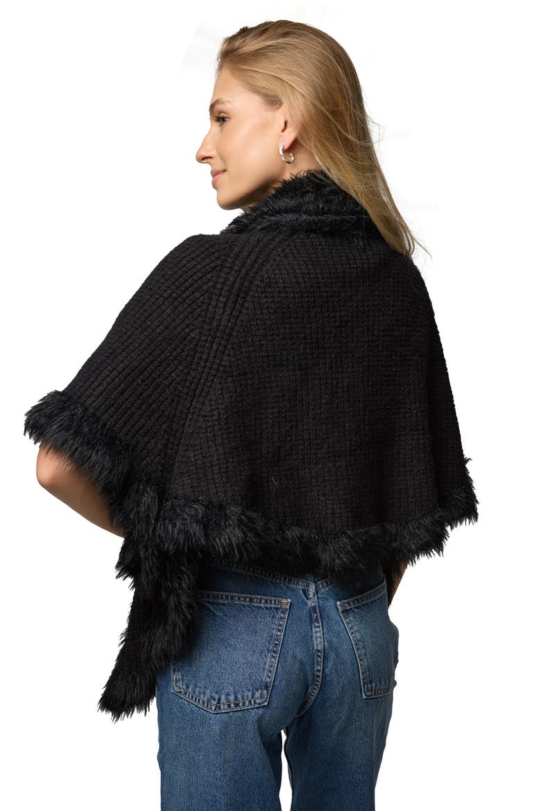 Faux Fur Trim Topper, Alternate, color, BLACK