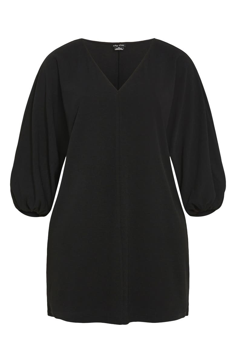 City Chic Oakleigh Long Sleeve Shift Minidress, Main, color, Black