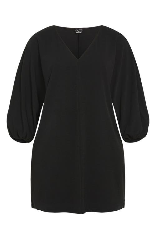 City Chic Oakleigh Long Sleeve Shift Minidress In Black