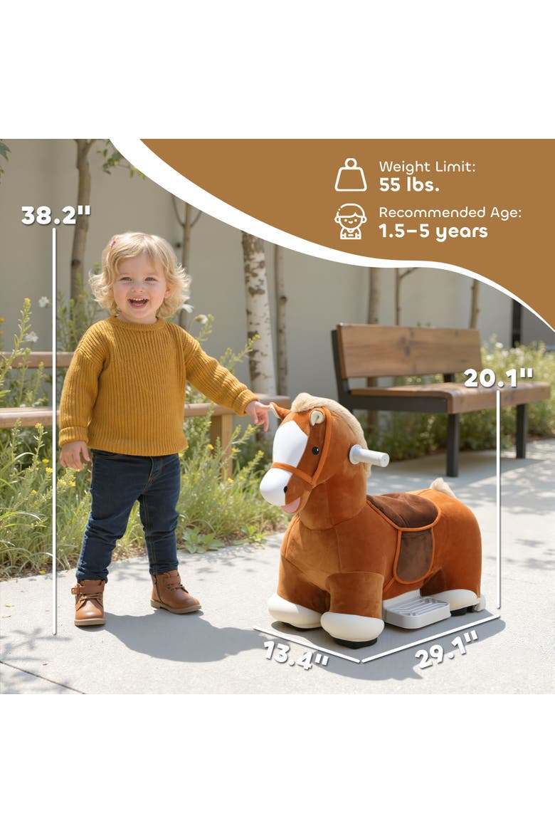 6V Kids Ride on Horse, Electric Riding Animal, Alternate, color, Brown