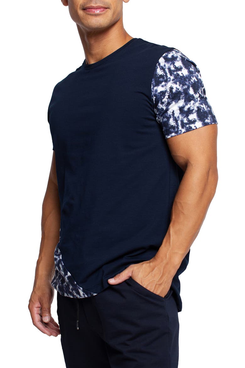 Panel Tie Dye Blue T-Shirt, Alternate, color, BLUE