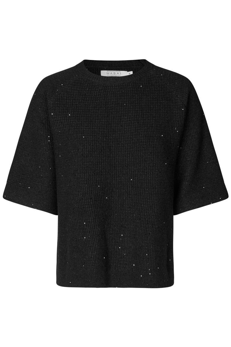 MaFarinna Shimmer Short Sleeve Jumper, Alternate, color, Black