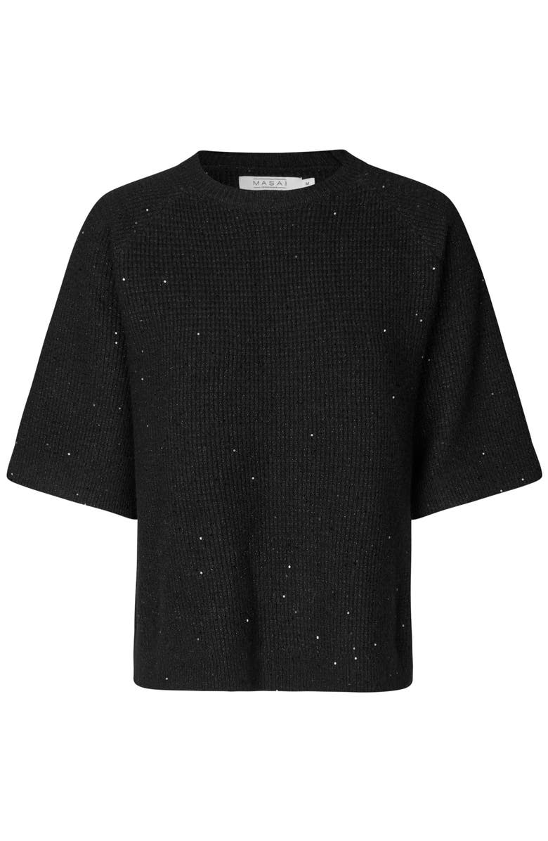 Masai Copenhagen MaFarinna Shimmer Short Sleeve Jumper, Alternate, color, Black