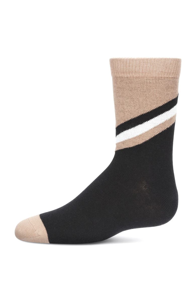 MeMoi Geometric Diagonal Stripe Crew Socks, Main, color, Black