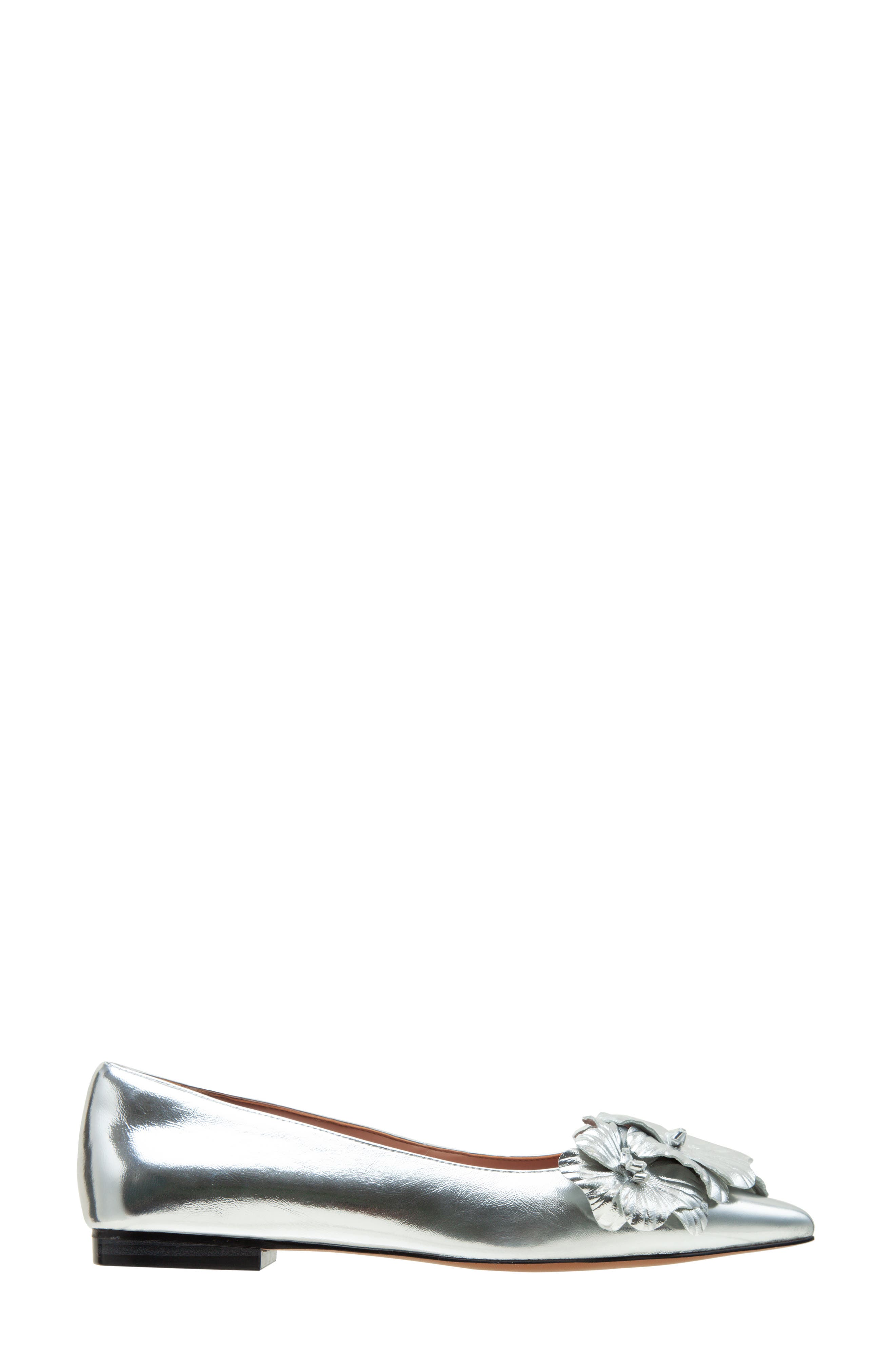 Linea Paolo Nerine Pointed Toe Flat, Alternate, color, Silver