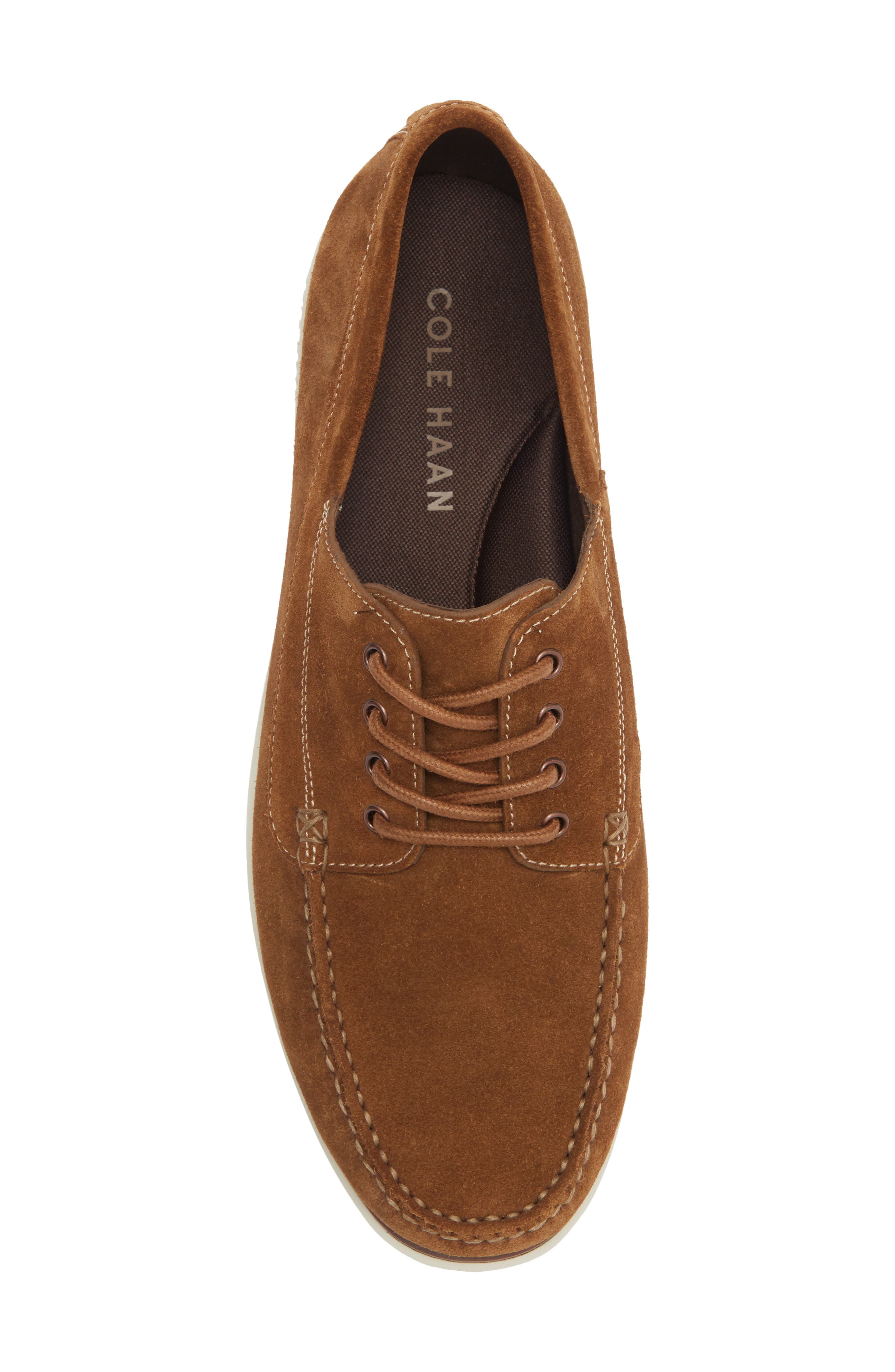 Cole Haan Grand 4-Eyelet Leather Loafer, Alternate, color, Spiced Brown Suede / Silver