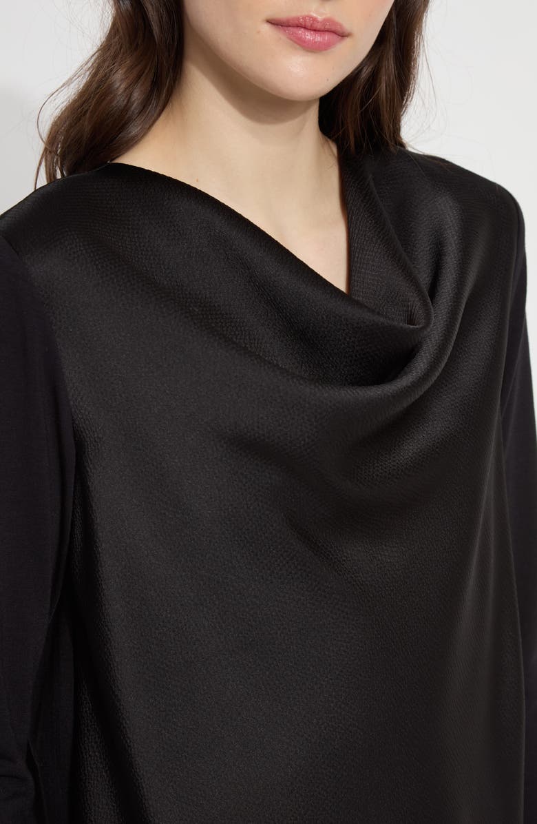 Lysse Ingrid Cowl Neck Mix Media Top, Alternate, color, Black