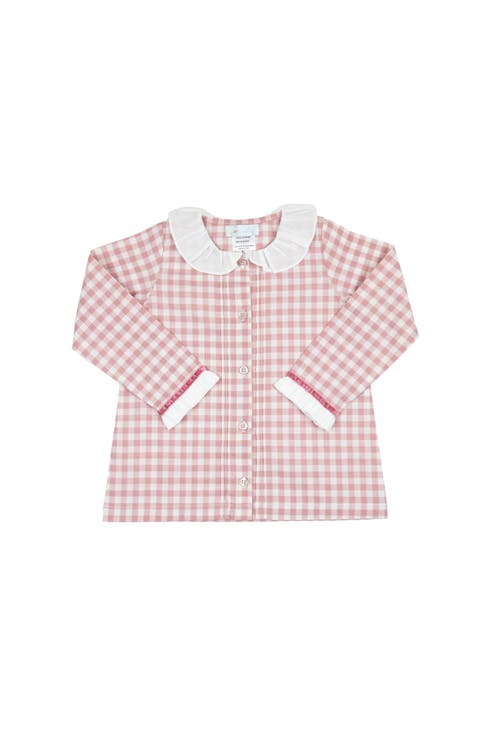 Girls Gingham Blouse With Ruffle Collar