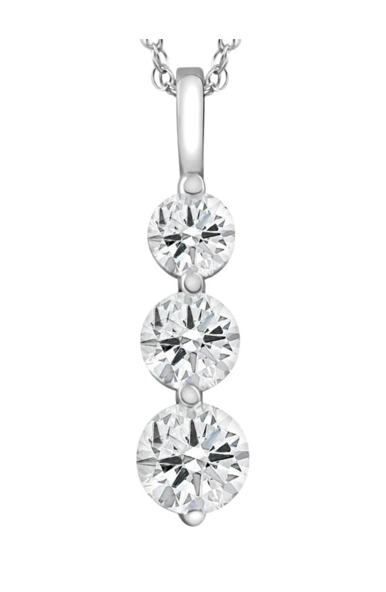 Bliss Diamond 2 Ct Three Diamond Pendant 14K Gold 3 Stone Lab Grown Necklace, Main, color, 14K White Gold