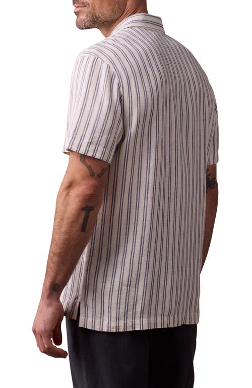 The Normal Brand Freshwater Cotton Camp Shirt In Vintage Blue Stripe