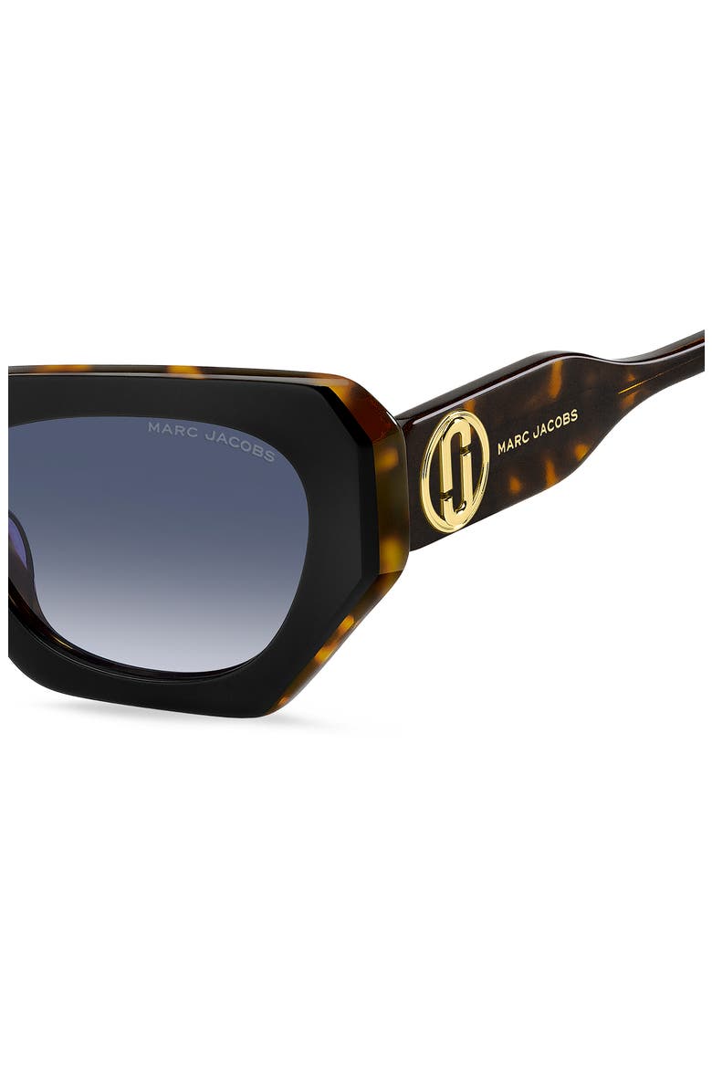 52mm Rectangular Geometric Sunglasses, Alternate, color, BLACK HAVANA