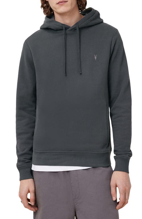 Allsaints Raven Pullover Ramskull Hoodie In Carter Grey
