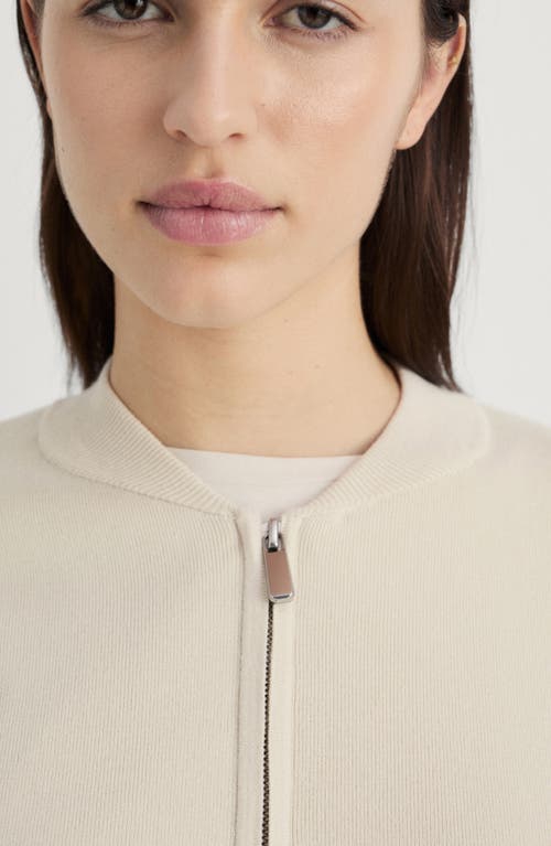 Mango Bomber Sweater Jacket In Light/pastel Grey