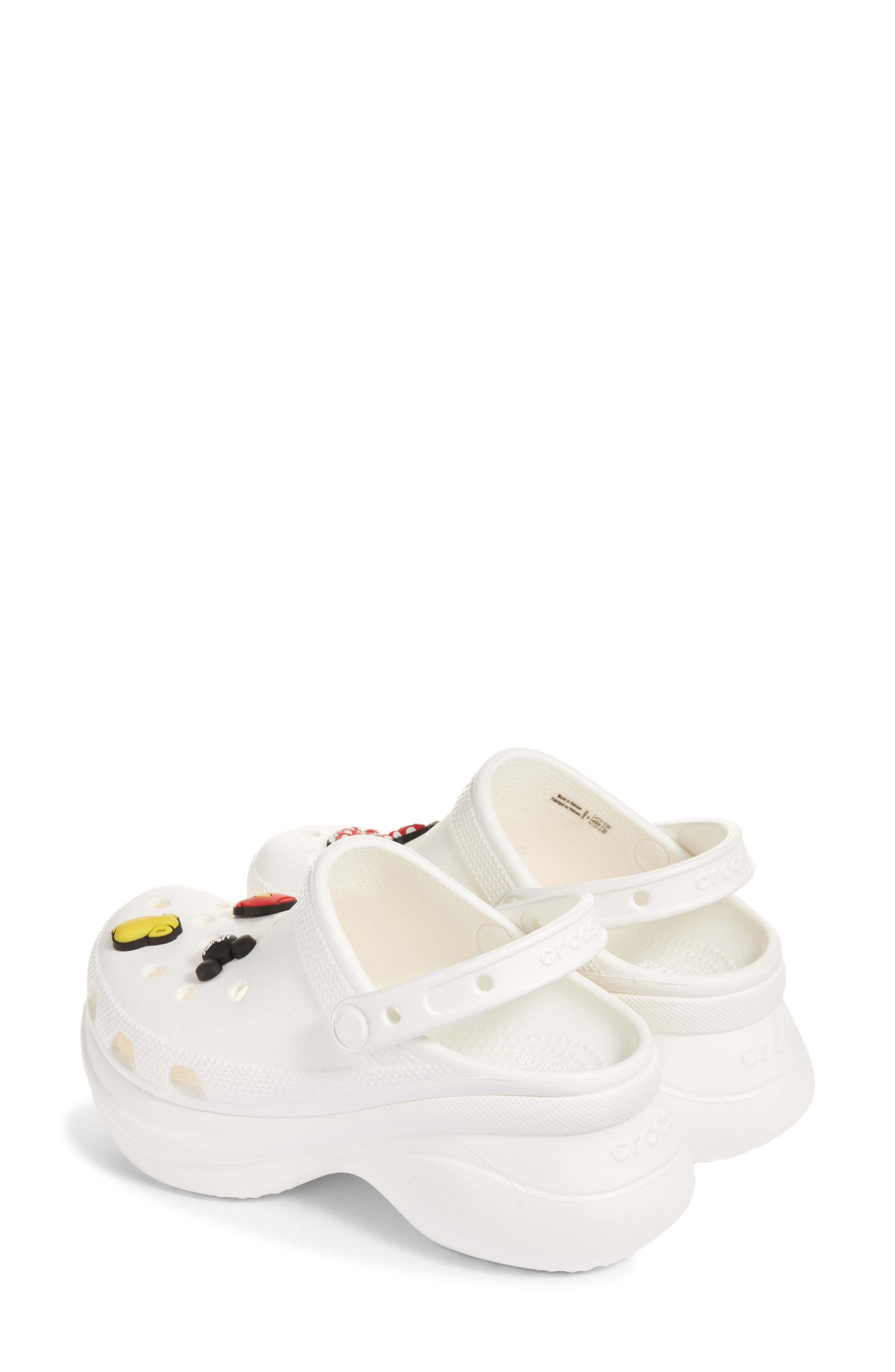 Disney x CROCS™ Bae Clog & 6-Pack Mickey & Minnie Jibbitz Shoe Charms (Nordstrom Exclusive), Alternate, color, WHITE