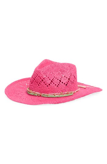 Vince Camuto Straw Cowboy Hat In Fuchsia