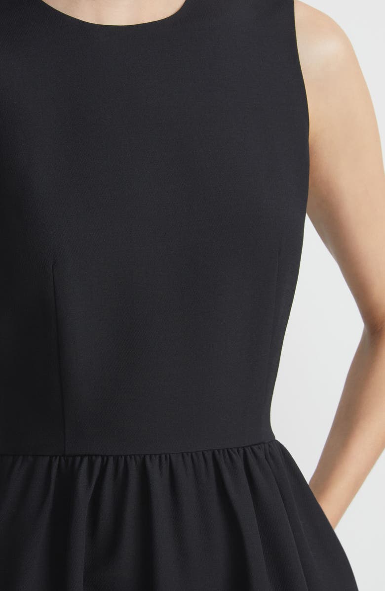 Lafayette 148 New York Sleeveless Wool & Silk Crepe A-Line Dress with Baroque Pearl Charm, Alternate, color, Black