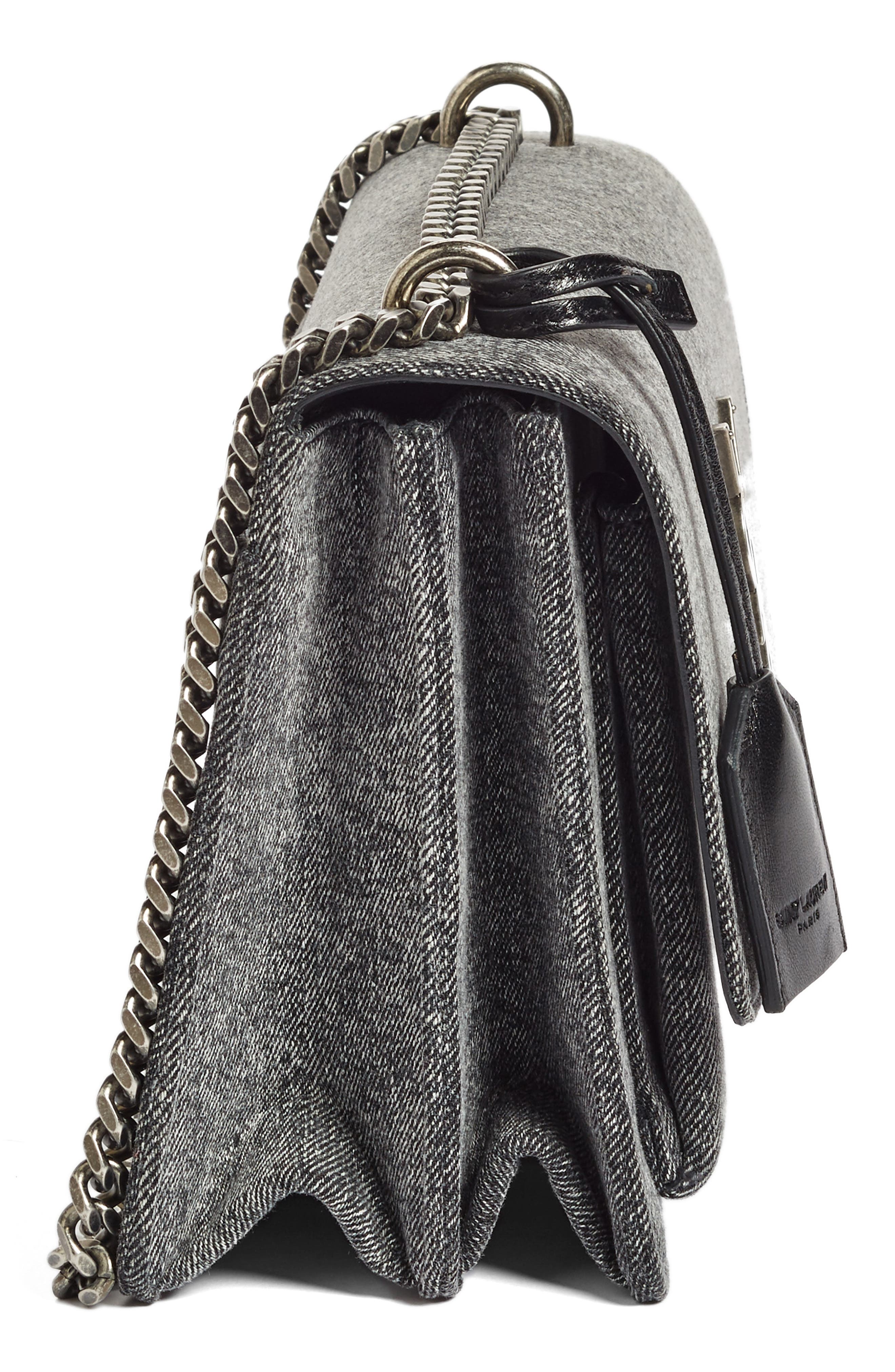 Saint Laurent Medium Sunset Denim Shoulder Bag, Alternate, color, 