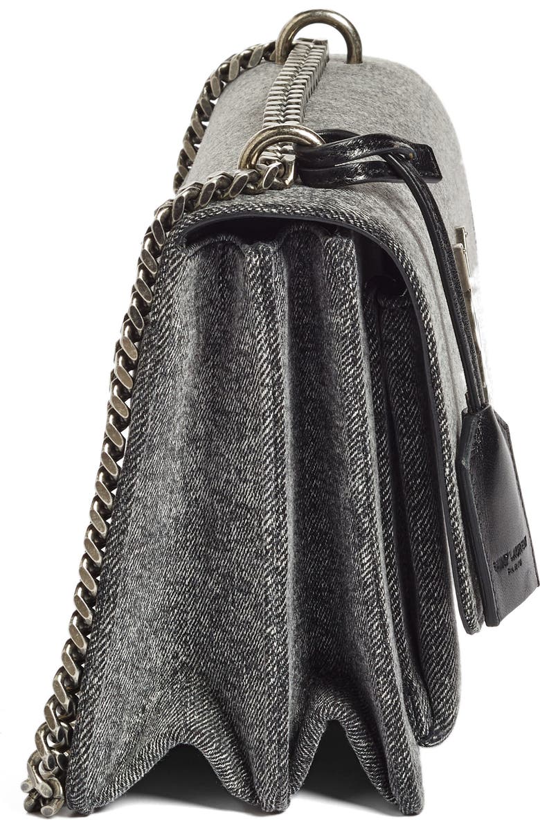 Saint Laurent Medium Sunset Denim Shoulder Bag, Alternate, color,