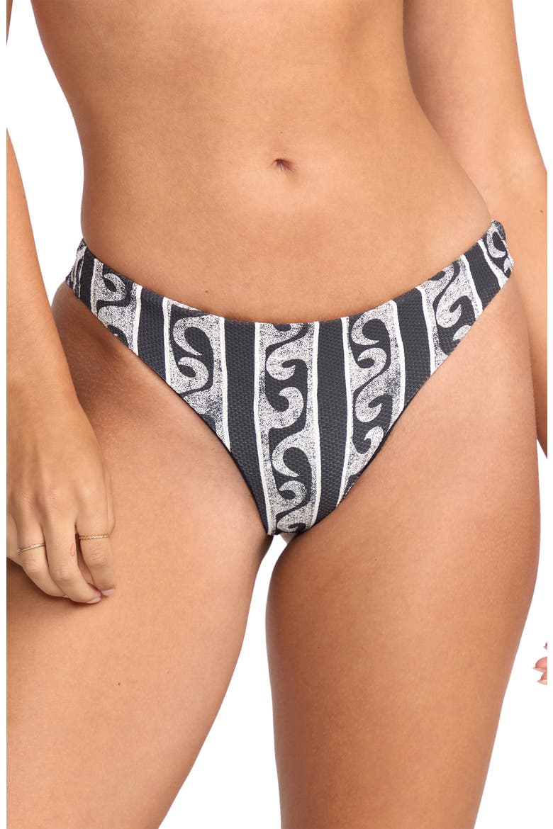 Wave Watcher Tanga Bikini Bottoms, Main, color, BLACK WHITE