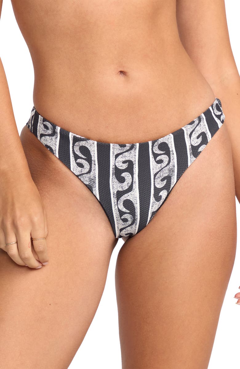 Billabong Wave Watcher Tanga Bikini Bottoms, Main, color, Black White