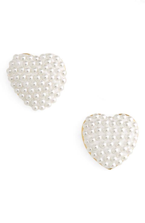 Heart Button Stud Earrings