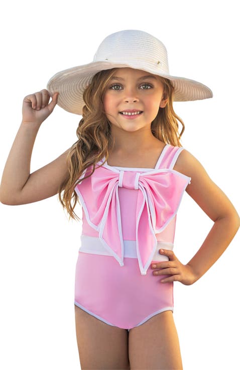 Blushing Summer Statement Bow Pink One Piece Swimsuit (Toddler, Little Kid 
Big Kid)