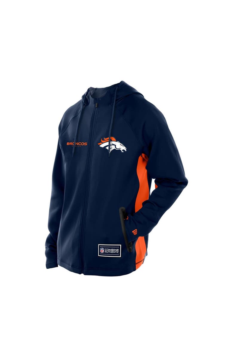 New Era Men's New Era  Navy Denver Broncos Combine Authentic Raglan Scuba Full-Zip Hoodie, Alternate, color, 